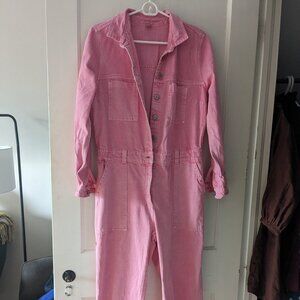Bubblegum pink denim jumpsuit, M